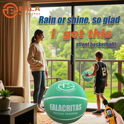 Groove-Grip Silent Basketball & Hoop Gift Set - High-Density Foam with Textured Surface, All-Weather Indoor Practice, Ready-to-Give Pro Training Kit - color: Green