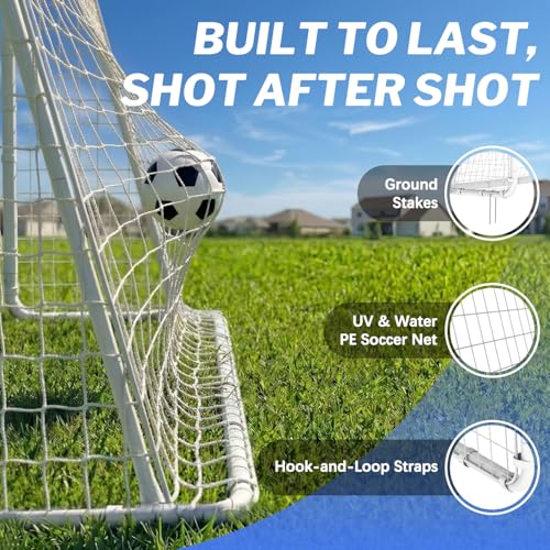 8x6, 12x6, 16x7 FT Soccer Goal for Backyard, Metal Soccer Goals with PE Soccer Net, Target Net & Training Cones, Rust-Proof Reinforced Frame, Outdoor Soccer Net for Kids, Youth Training or Team Game