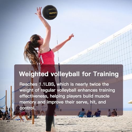 KUYOTQ 1.1 LBS Official Size 5 Soft Composite Leather Weighted Heavy Volleyball Serve Trainer Setter Volleyball (Deflated)