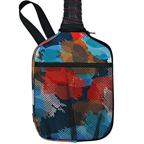 WK IEASON Neoprene Pickleball Paddle Cover with Inner Pockets and Handle Strap - Racket Sleeve and Ball Holder Organizer - color: Red art print