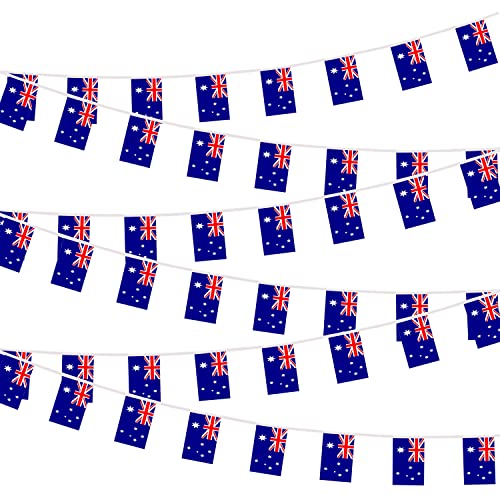 Australia Australian Small Mini String Banner Flags Miniature Australian Banners For Grand Opening,Grand Opening Sports Celebration Decorations (50 Feet 38 Flags) - color: Australia