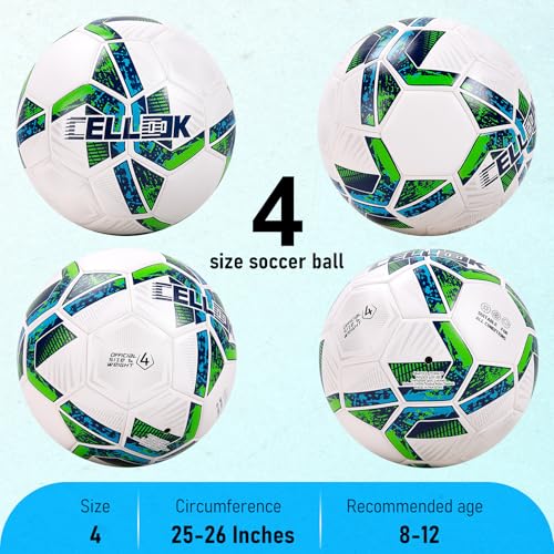 Soccer Ball Size 5 Size 4 with Pump Deflated, Official Size and Weight Long-Lasting Soccer Ball for Youth Teens Adult, Indoor Outdoor Training Practice Ball Games Sports Soccer Gifts with Mesh Bag