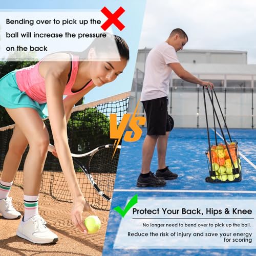 Portable Pickleball & Tennis Ball Hopper - Pickleball Collector Retriever Basket Carrier Gatherer Picker Container for Picking and Storage Training Tool for Ball - size: Large