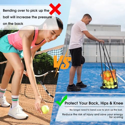 Portable Pickleball & Tennis Ball Hopper - Pickleball Collector Retriever Basket Carrier Gatherer Picker Container for Picking and Storage Training Tool for Ball - size: Large
