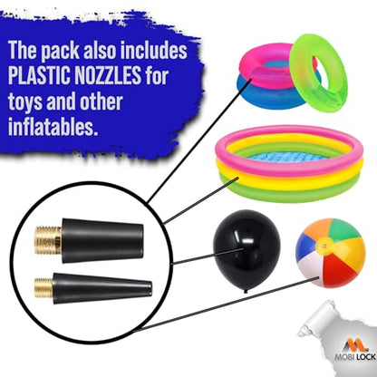 Mobi Lock Ball Pump Inflation Needle - Stainless Steel Air Pump Needles - Ideal for Blowing Up Football, Basketball, Volleyball, and All Other Sports Balls - size: Ball Pump Double Action
