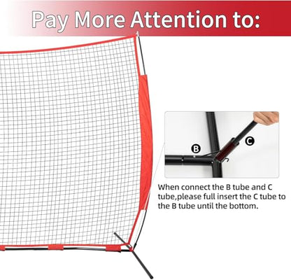 7x7/16x10/20x10ft Baseball Net Backstop Net,Fix Ball Stop Net by 4 Spike&2 Sandbag,Sports Net Barrier with Handbag,Lacrosse Net Backstop for Basketball,Hockey Train,Baseball Net Barrier for Playground - size: 20x10ft baseball backstop net