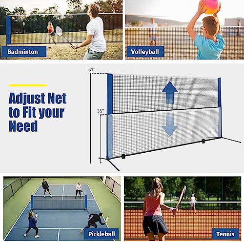 Goplus Portable Badminton Net Set, 10FT/ 14FT Volleyball Pickleball Net with 2.7FT-5FT Adjustable Height, 2 Shuttlecocks, Carrying Bag for Backyards, Beach, Driveway, Family Outdoor Game - size: 10 FT