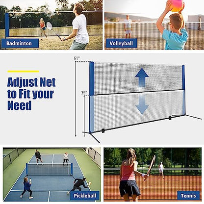 Goplus Portable Badminton Net Set, 10FT/ 14FT Volleyball Pickleball Net with 2.7FT-5FT Adjustable Height, 2 Shuttlecocks, Carrying Bag for Backyards, Beach, Driveway, Family Outdoor Game - size: 10 FT