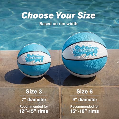 GoSports Water Basketballs 2 Pack - Choose Between Size 3 and Size 6, Great for Swimming Pool Basketball Hoops - style: Light Blue SIze 3 (7" D)
