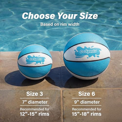 GoSports Water Basketballs 2 Pack - Choose Between Size 3 and Size 6, Great for Swimming Pool Basketball Hoops - style: Light Blue SIze 3 (7" D)
