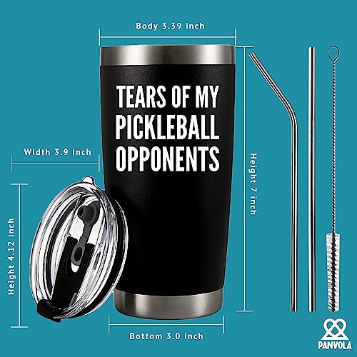 Panvola Tears of My Pickleball Opponents Tumbler Sports Player Gifts For Dad Mom Grandpa Grandma Vacuum Insulated Stainless Steel Tumbler With Removable Lid And Straw (20 oz) - style: 20 oz