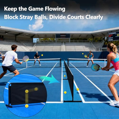 Pickleball Court Dividers, 3 Extra-Large Ball Barrier Panels-10×2.5 ft Each, Portable Pickleball Baffle Barrier to Block Stray Balls, Pickleball Field Fence