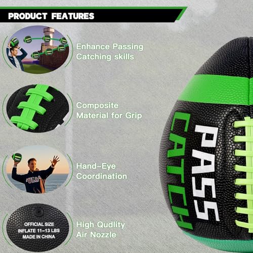 PassCatch Training Football, Composite Fatherless Bounce Back Youth Football, Training Improving Enhance Solo Passing Catching Skills (Deflated)