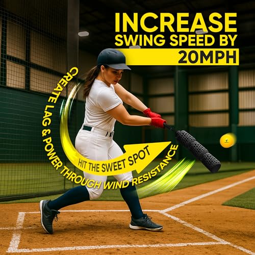 Aero Swing Baseball & Softball Swing Trainer – Air Resistance Bat Speed Trainer, Improves Swing Speed Up to 20 MPH, Batting Aid for Youth & Adults, On-Deck Warm-Up Bat - color: All Black, size: AERO-BAT Youth