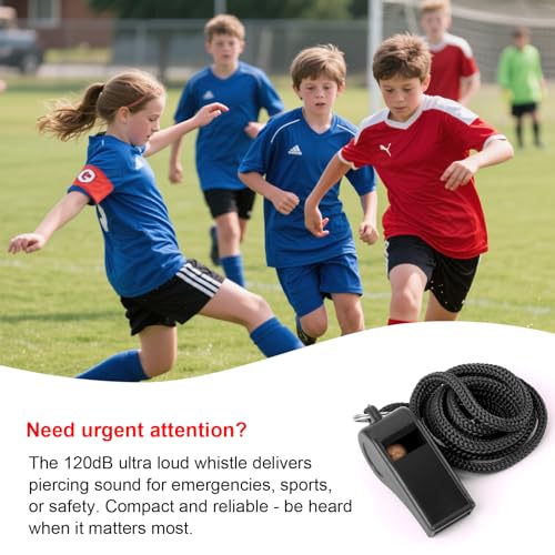 24 Pack 120dB Loud Referee Whistles with Lanyards – Heavy-Duty Black Sports Whistles for Coaches, Referees, and Team Events
