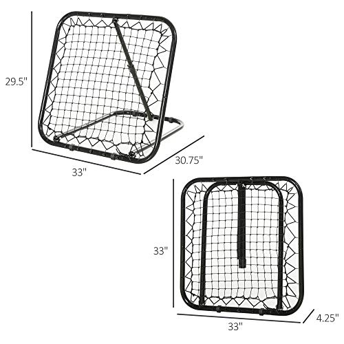 Soozier Soccer Rebounder Net, 3' x 3', Angle Adjustable Portable Training Goal Net with Quick Folding Design, Sturdy Metal Tube