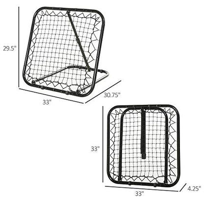 Soozier Soccer Rebounder Net, 3' x 3', Angle Adjustable Portable Training Goal Net with Quick Folding Design, Sturdy Metal Tube