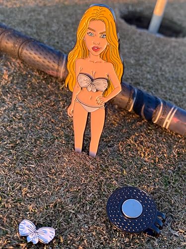 Sexy Golf Divot Tool with Removable Bikini Ball Marker – Magnetic Hat Clip & Gift Tin Included – Hottest Accessory on The Green - color: White