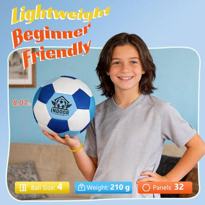 UBeesize Indoor Soccer Ball Size 4, Silent Soft Foam Soccer Ball for Indoor Training, Lightweight House Soccer Ball for Practice, Ball Control, Juggling and Skills Training (Deflated)