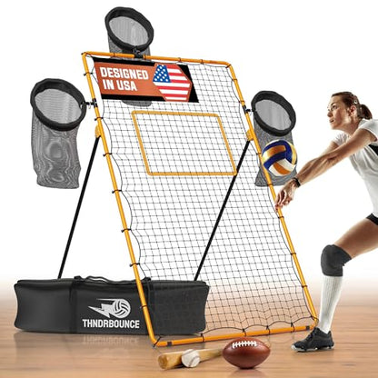 Adjustable Volleyball Rebounder Net - Volleyball Training Equipment with 3 Targets for accuracy, Sandbags, Carry Bag - Football Rebounder, Versatile Lacrosse Rebounder Net for Volley ball.