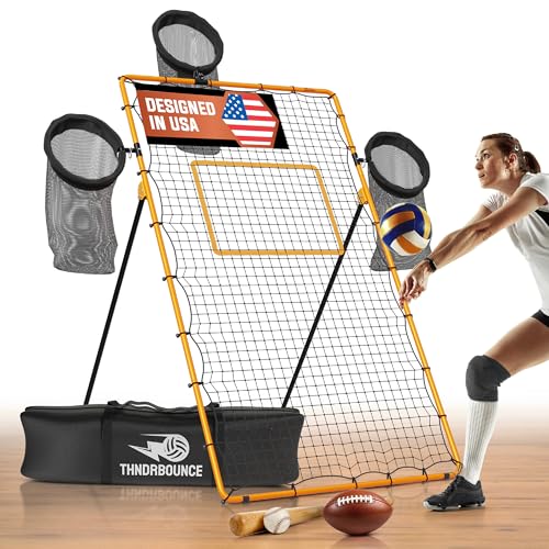 Adjustable Volleyball Rebounder Net - Volleyball Training Equipment with 3 Targets for accuracy, Sandbags, Carry Bag - Football Rebounder, Versatile Lacrosse Rebounder Net for Volley ball.