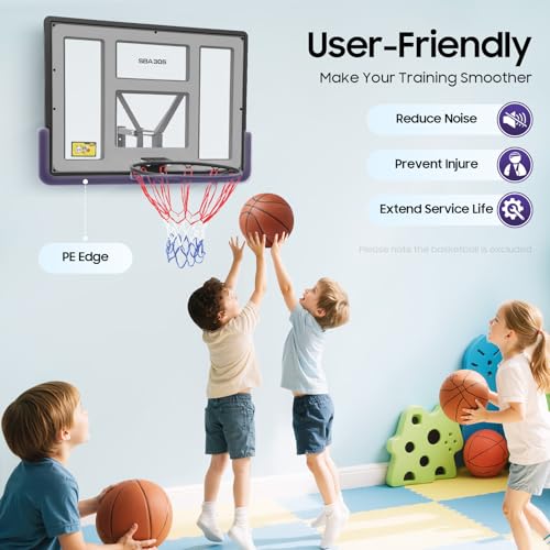 44'' Basketball Backboard and Rim Combo, Indoor Outdoor Pole Mount Basket Ball Hoop, Wall Mounted Basketball Hoops PET Shatter Proof Backboard for Indoor and Outdoor Use