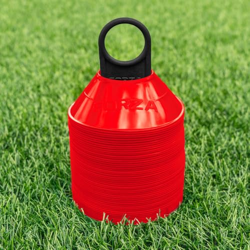 FORZA Mini Training Marker Cones | Durable Multi-Purpose Mini Space Cones Ideal for All Sports – Pack of 50 or 1000 in Multiple Color Options [Includes Carry Stand]