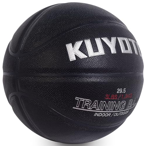 KUYOTQ 3LBS/3.3LBS/2.2LBS Weighted Heavy Training Basketball 29.5/28.5" in and Outdoor Improving Handling Dribbling Passing Rebounding Skill Composite Size 7/6 Weighted Training Basketball Equipment - color: Black, size: Size 7 Adult - 29.5"-3LBS