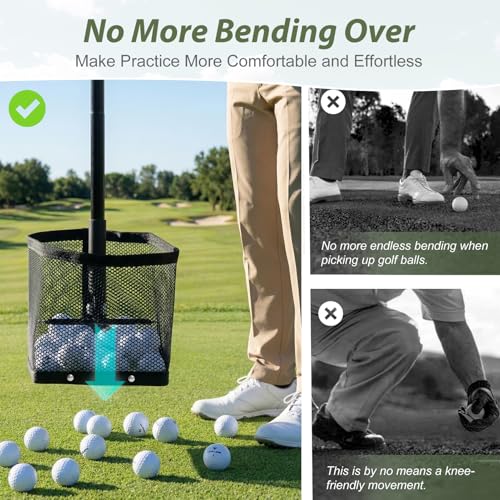 SAPLIZE Golf Ball Picker Upper, Turf-Friendly Design, No Bending Over, Quickly Collects Multiple Balls, Large-Capacity Ball Holder, Great for Backyard Practice & Training
