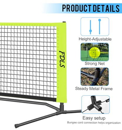 FDLS 10FT Portable Badminton Pickleball Net with Carry Bag for Indoor Outdoorl Height Adjustable| Easy Set up - style: Yellow&Green