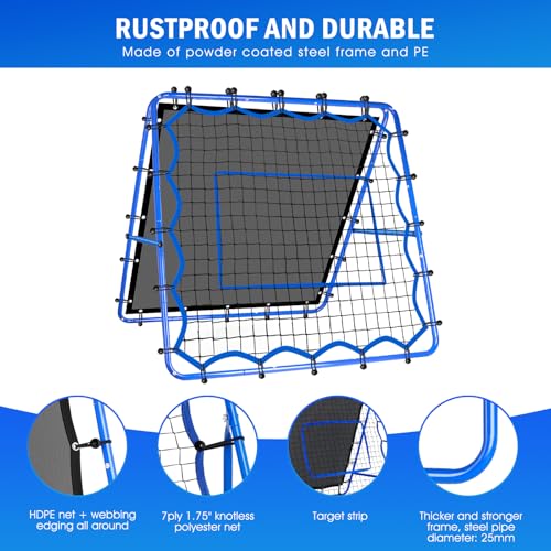 Volleyball Baseball Rebounder Net, Softball Rebounder Pitchback Net Quick Adjustments, Quick Adjustments Lacrosse Bounce Back Practice Equipment, Ideal for Outdoor Indoor and Backyard Training