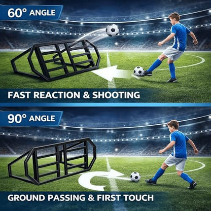 Soccer Rebounder Board, Soccer Wall Rebounder with 2 Angles, Portable Soccer Passing Board with Ground Nails, Soccer Training Equipment for Passing & Shooting Practice