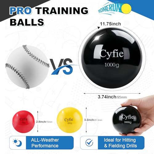 Cyfie Weighted Baseballs for Hitting Training, Heavy Balls for Batting Practice, Weighted Softballs for Strength & Swing Speed Training, Baseball Training Equipment for Players & Coaches