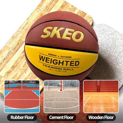 SKEO Weighted Basketball, 2.2/3/3.3LBS 28.5"/29.5" Trainer Heavy Basketballs Made of Composite, Indoor Outdoor Training Ball for Improving Handling Dribbling Rebounding - size: Size 7 Adult -3LBS/1.3KG