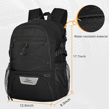 Goloni Soccer Backpack,Basketball Backpack with Ball Compartment & Shoe Compartment,Backpack for Basketball,Soccer - color: Black