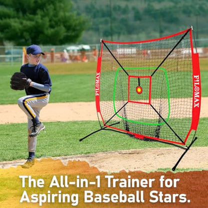 5x5ft Baseball & Softball Practice Net for Kids,with Red Youth Tee & Strike Zone, Portable Backyard Batting Net for Softball & Baseball, Perfect for Children 12 & Under