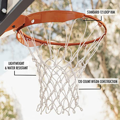 Cannon Sports White Basketball Net Replacement for Outdoor/Indoor with Official 12 Loop