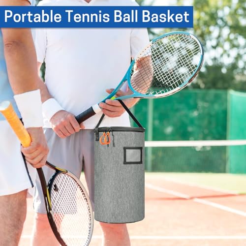 VISEMAN Portable Tennis Ball Basket for Training, Carrying and Storage - color: Gray