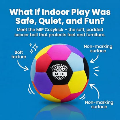 MIP Silent Indoor Soccer Ball – Size 4 Soft Foam Ball for Kids & Toddlers | Quiet Play, Non-Marking, Real Bounce | Safe for Hardwood, Carpet & Apartments | CPC Certified
