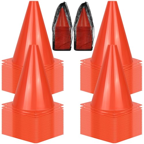 PXZBLG 12/24/50pcs Soccer Cones, 7" Soccer Cones, Plastic Traffic Cones, Training Cones for Basketball Football Skating Drills Practice - color: Red, size: 7", 100pcs