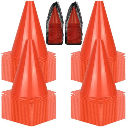 PXZBLG 12/24/50pcs Soccer Cones, 7" Soccer Cones, Plastic Traffic Cones, Training Cones for Basketball Football Skating Drills Practice - color: Red, size: 7", 100pcs