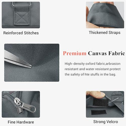 VOLGANIK ROCK Canvas Tote Bag Waterproof Nylon Multi Pocket Shoulder Bags Laptop Work Bag Teacher Purse Handbag for Women Men - color: Grey