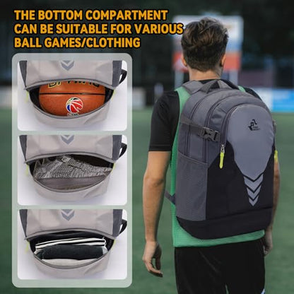 Bseash 35L Basketball Backpack, Large Sports Bag with Separate Ball compartment, for Basketball Soccer Volleyball Hiking Travel - color: Blue
