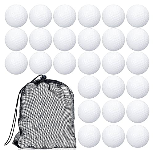 100 Pcs Training Golf Balls Hollow Golf Plastic Ball with Mesh Drawstring Storage Bags for Training, White