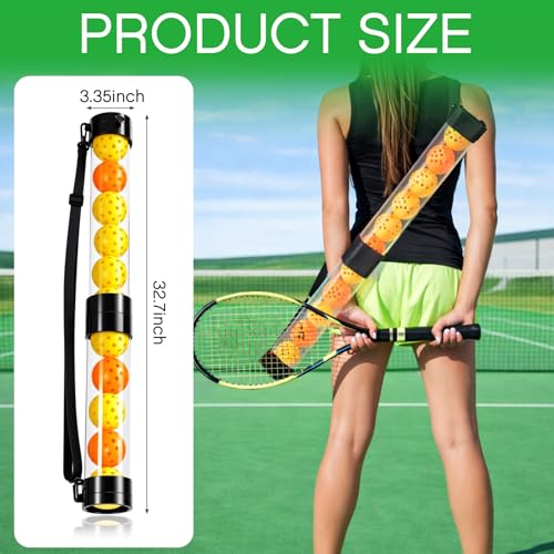 Soulchen 2 Pack Ball Retriever Upper Compatible with Pickleball Tennis Pickup Tube Holds 11/16 Balls with Shoulder Strap Easy Pickup Portable Ball Holder Storage Compatible with Pickleball - size: 11 Balls