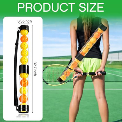 Soulchen 2 Pack Ball Retriever Upper Compatible with Pickleball Tennis Pickup Tube Holds 11/16 Balls with Shoulder Strap Easy Pickup Portable Ball Holder Storage Compatible with Pickleball - size: 11 Balls
