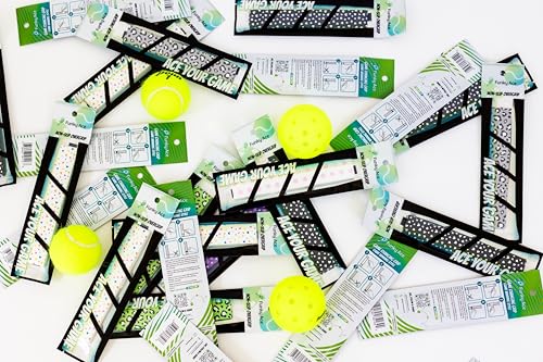 Funky Ace - Patterned Tennis Racket/Pickleball Paddle Overgrip - Non-Slip, Quick Dry, Pre-Cut - Performance Grip Tape - Adjustable Length Pickleball Overgrip Tape - color: Fancy Footwork - Green