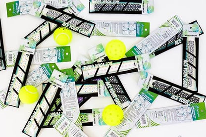 Funky Ace - Patterned Tennis Racket/Pickleball Paddle Overgrip - Non-Slip, Quick Dry, Pre-Cut - Performance Grip Tape - Adjustable Length Pickleball Overgrip Tape - color: Fancy Footwork - Green