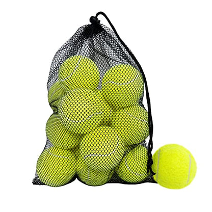 Tennis Balls, 15 Pack Practice Tennis Ball for Beginners, Training Playing Tennis Balls for Dogs, Come with Mesh Carry Bag - color: Green