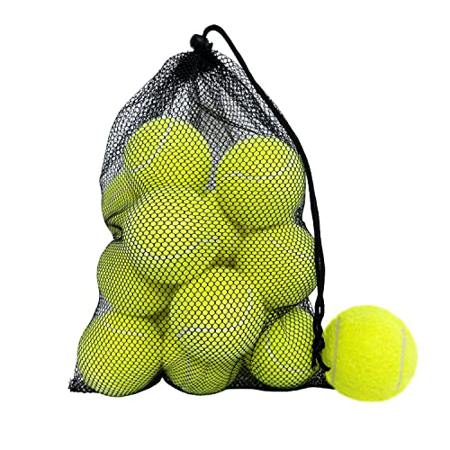 Tennis Balls, 15 Pack Practice Tennis Ball for Beginners, Training Playing Tennis Balls for Dogs, Come with Mesh Carry Bag - color: Green